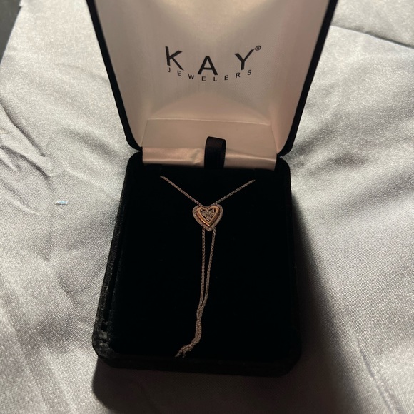Kay Jewelers Sterling Silver + Rose Gold Bolo Heart Necklace - Picture 7 of 12